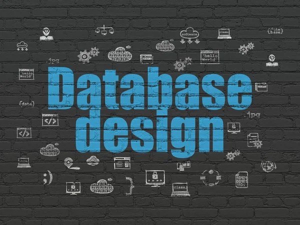 Database concept: Database Design on wall background — Stock Photo, Image