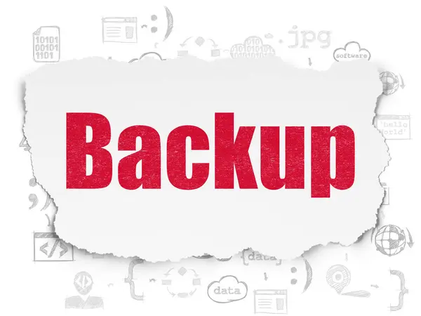 Conceito do banco de dados: Backup no plano de fundo do papel rasgado — Fotografia de Stock
