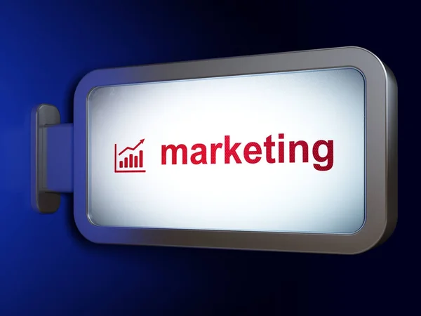 Concepto publicitario: Gráfico de marketing y crecimiento en el fondo de la cartelera — Foto de Stock