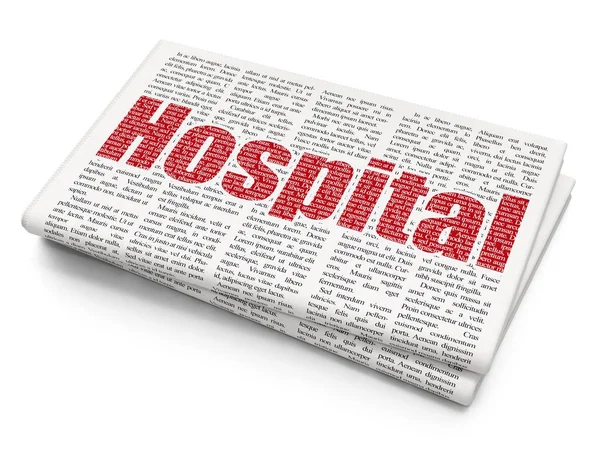 Conceito de cuidados de saúde: Hospital em fundo de jornal — Fotografia de Stock