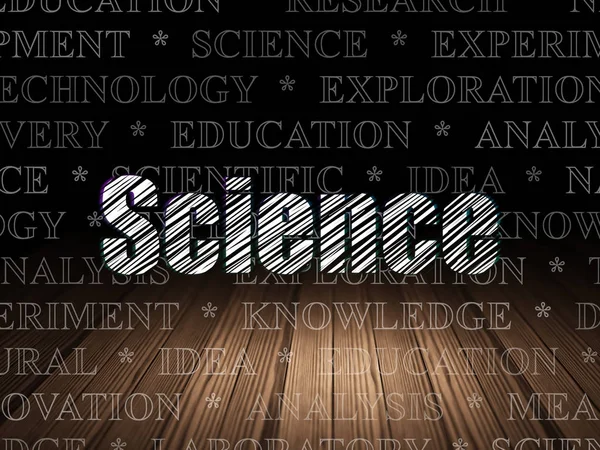 Conceito de ciência: Ciência no quarto escuro grunge — Fotografia de Stock
