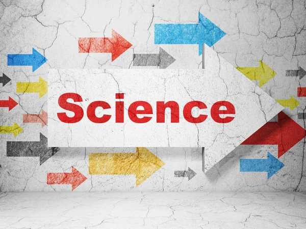 Vetenskap koncept: pilen med vetenskap på grunge vägg bakgrund — Stockfoto