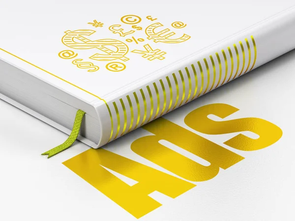 Marketing concept: book Finance Symbol, Ads on white background — Stock Photo, Image