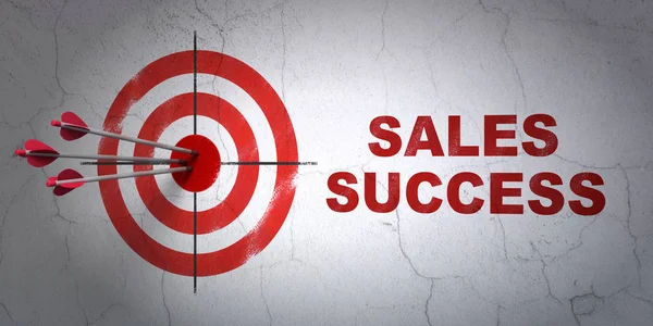Marketing concept: target and Sales Success on wall background — Stock Photo, Image