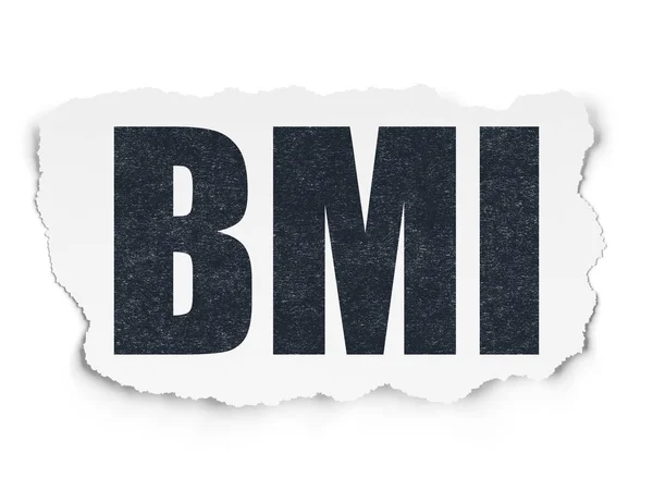 Gezondheid concept: Bmi op gescheurd papier achtergrond — Stockfoto