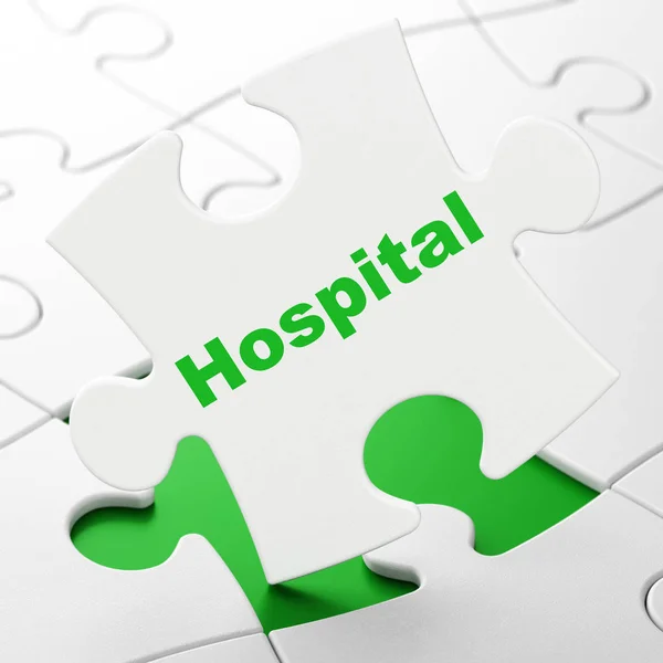 医療の概念: パズルの背景に病院 — ストック写真