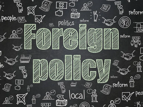 Politics concept: Foreign Policy on School board background