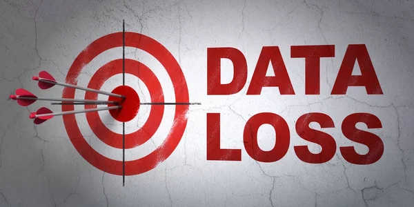 Koncept údaje: cíl a ztrátu dat na zeď na pozadí — Stock fotografie