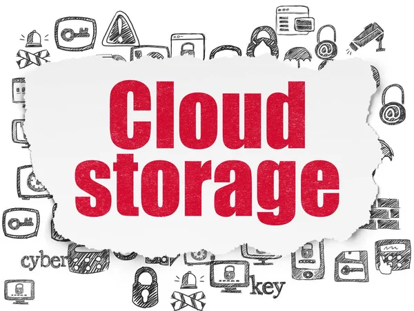 Security concept: Cloud Storage on Torn Paper background — Stock Photo, Image