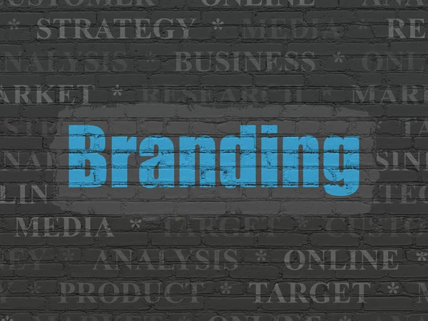 Marketingkonzept: Branding auf Wandhintergrund — Stockfoto