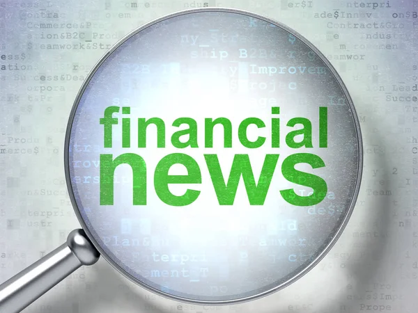 News concept: Financial News with optical glass — Stock Photo, Image