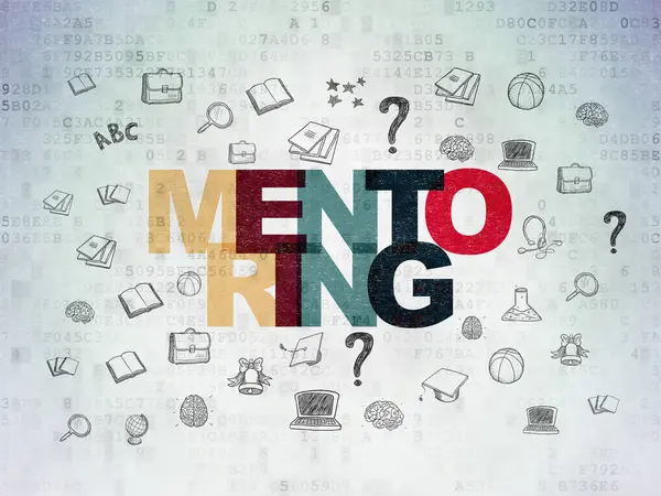 Concetto di istruzione: mentoring sul background della Digital Data Paper — Foto Stock