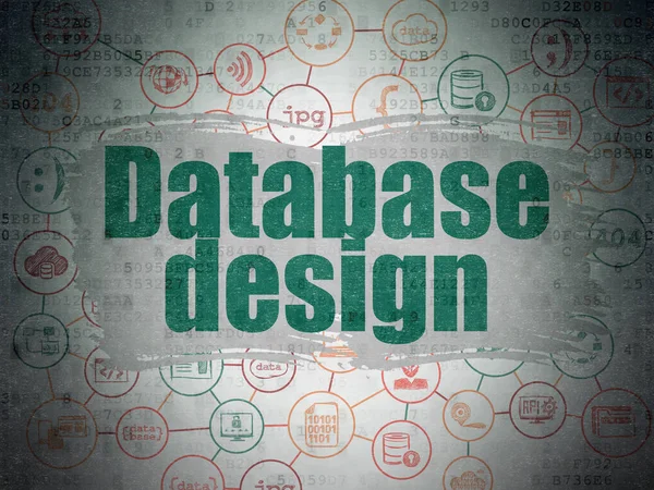Concetto di base di dati: progettazione di basi di dati su sfondo Digital Data Paper — Foto Stock