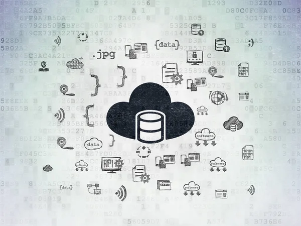 Programovací koncept: databáze s Cloud na digitální Data papírové pozadí — Stock fotografie