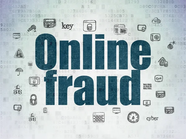 Protection concept: Online Fraud on Digital Data Paper background
