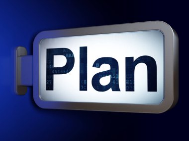 İş kavramı: Plan billboard arka plan üzerinde