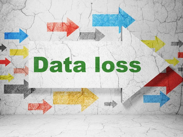 Information concept: arrow with Data Loss on grunge wall background — Stock Photo, Image