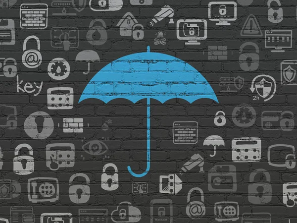 Bezpečnostní koncepce: deštník na zeď na pozadí — Stock fotografie