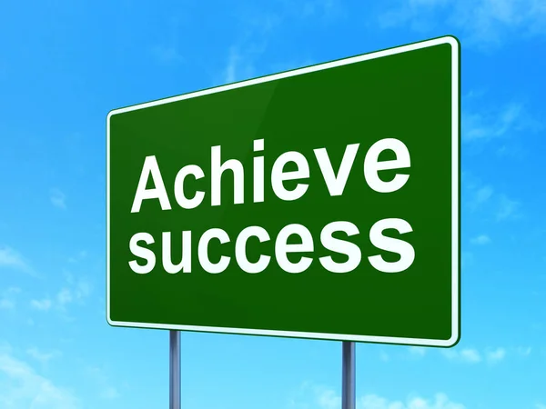 Finance concept: Achieve Success on road sign background — Stock Photo, Image