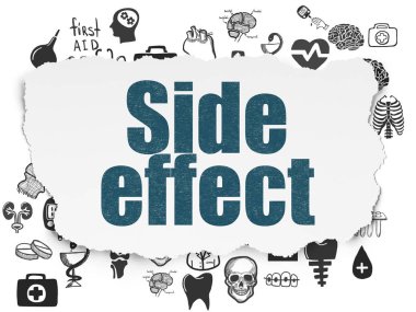 Sağlık kavramı: yırtık kağıt arka plan üzerinde yan etkisi