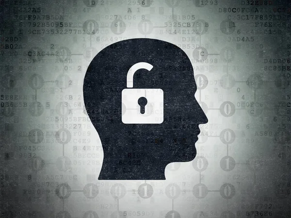 Business concept: Head With Padlock on Digital Data Paper background — Stock Photo, Image