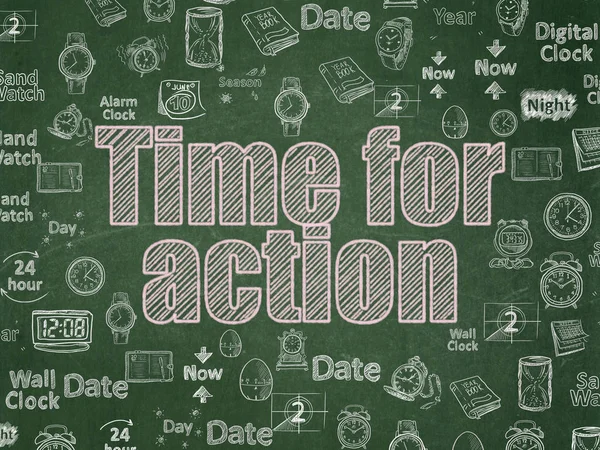 Time concept: Time for Action on School board background