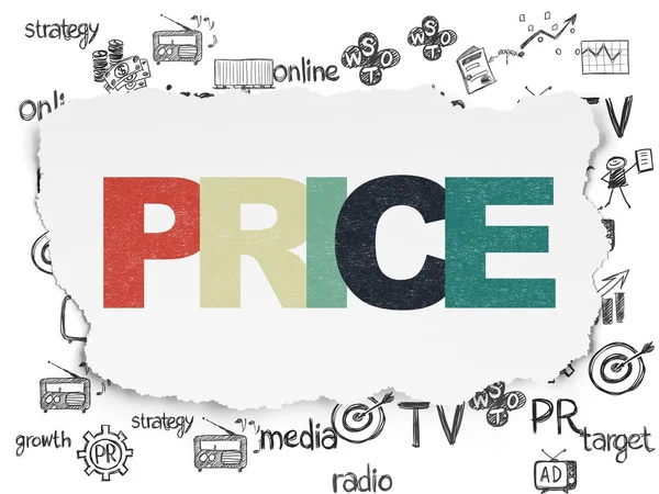 Conceito de marketing: Preço sobre fundo papel rasgado — Fotografia de Stock