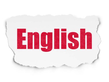 Kavram öğrenme: yırtık kağıt arka plan üzerinde İngilizce