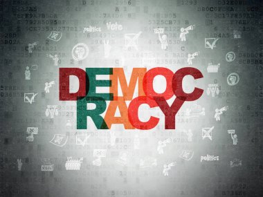 Politika kavramı: demokrasi dijital veri kağıt arka plan üzerinde