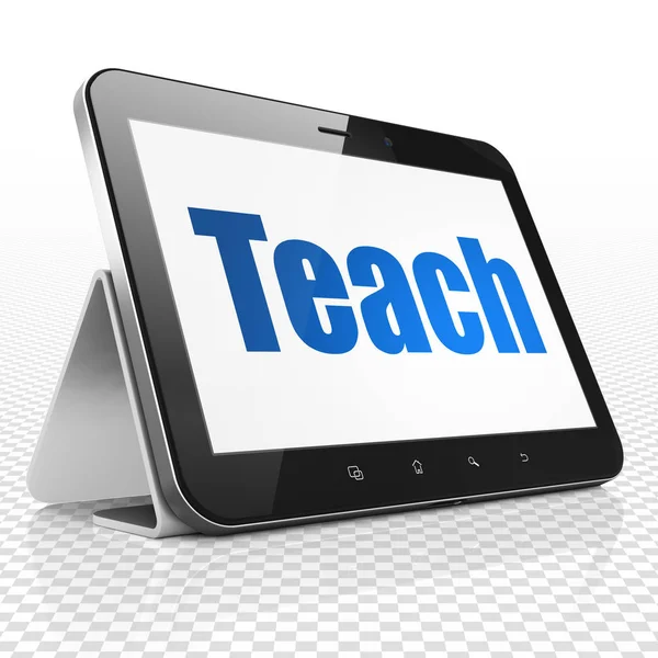 Leren concept: Tablet PC met Teach tentoongesteld — Stockfoto