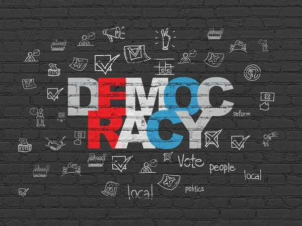 Koncepce politiky: demokracie na zeď na pozadí — Stock fotografie