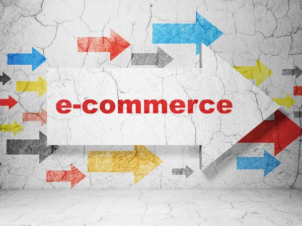Finance koncept: pil med E-handel på grunge vägg bakgrund — Stockfoto