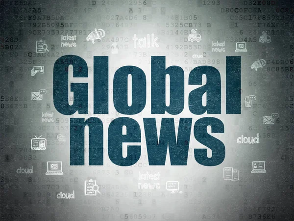 News concept: Global News on Digital Data Paper background — Stock Photo, Image