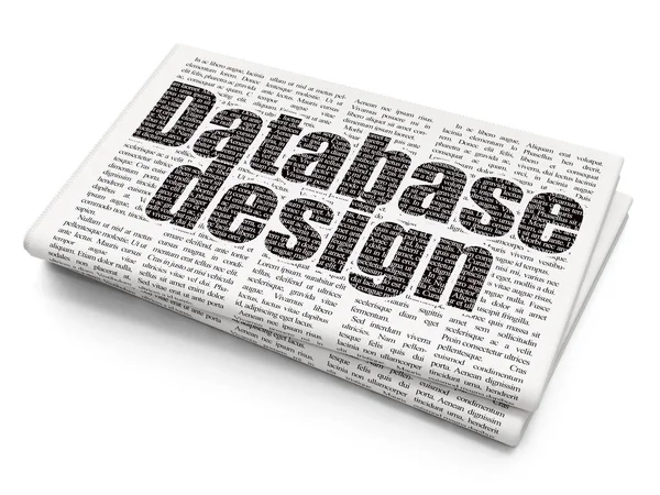 Concepto de programación: Diseño de bases de datos sobre fondo periodístico —  Fotos de Stock