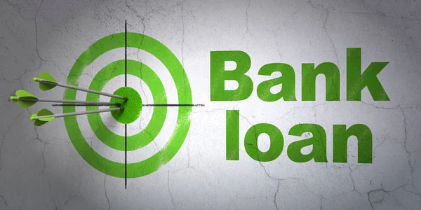 Conceito de dinheiro: alvo e empréstimo bancário no fundo da parede — Fotografia de Stock
