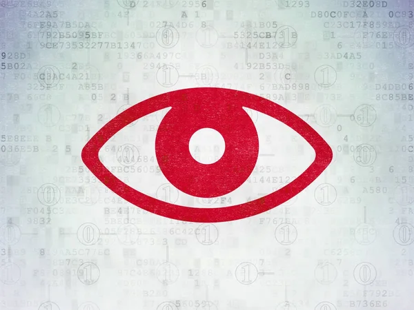 Конфиденциальность концепции: глаз на фоне цифровой бумаги данных — стоковое фото