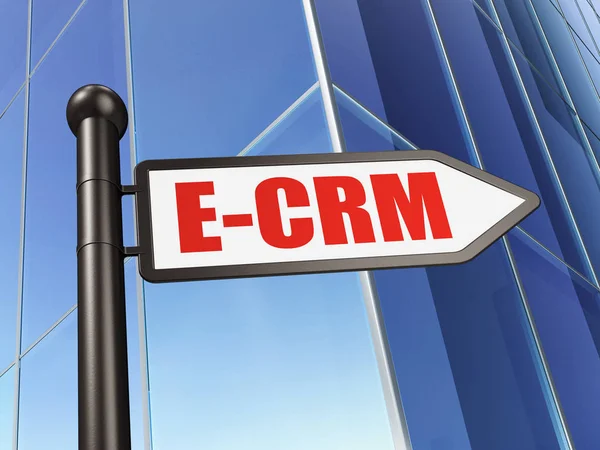 Concepto financiero: firma E-CRM en Building background —  Fotos de Stock