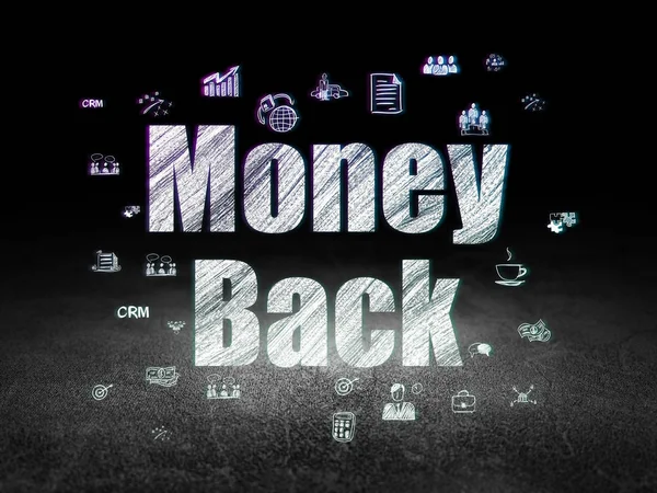 Business concept: Money Back in grunge dark room