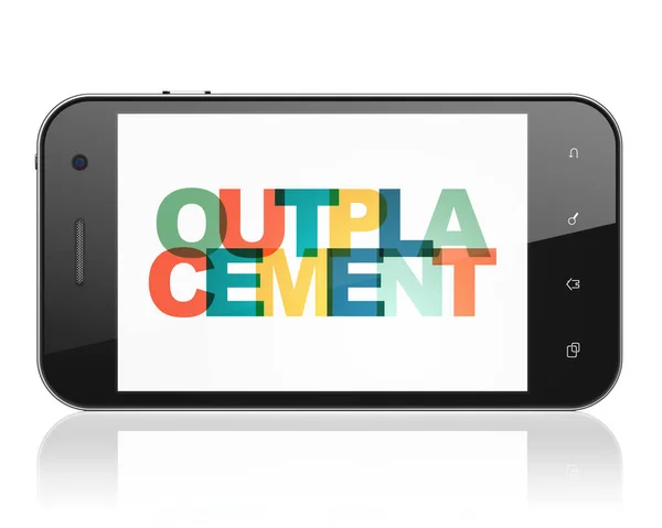 Financiën concept: Smartphone met Outplacement op display — Stockfoto