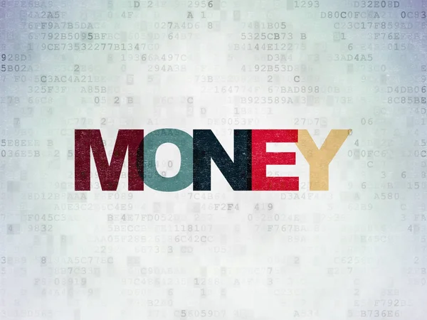 금융 개념: 디지털 데이터 용지에 돈을 — 스톡 사진