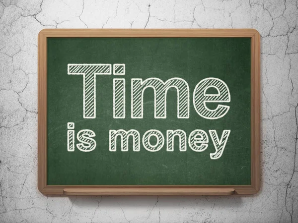 Financiën concept: tijd is geld op schoolbord achtergrond — Stockfoto