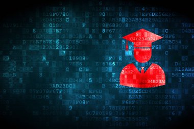 Bilim kavramı: dijital arka plan üzerinde öğrenci