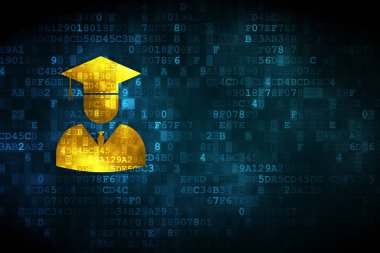 Bilim kavramı: dijital arka plan üzerinde öğrenci