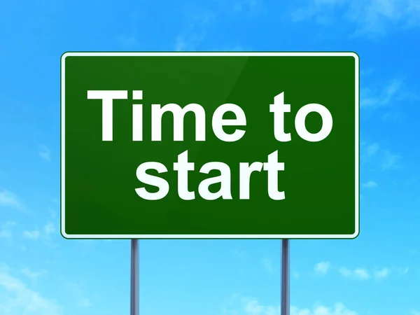 Koncepcja Timeline: czas na Start na tle znak drogowy — Zdjęcie stockowe