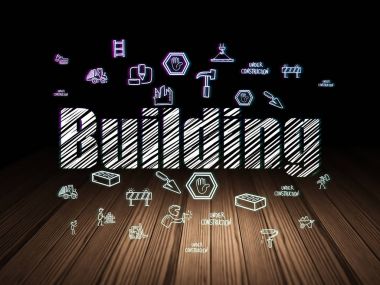 İnşaat kavramı: grunge karanlık odada bina