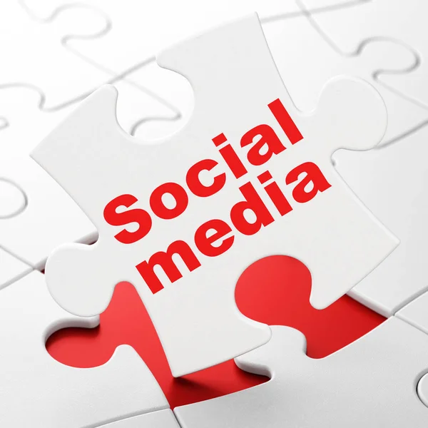 Concetto di social network: Social Media su sfondo puzzle — Foto Stock