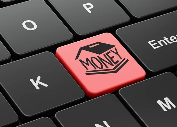 Money concept: Money Box on computer keyboard background — Stock Photo, Image