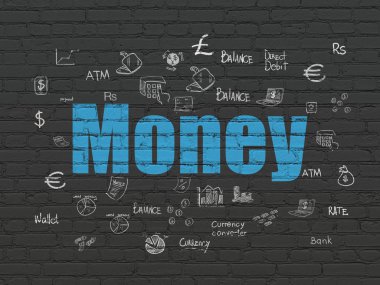 Para birimi kavramı: duvar arka plan üzerinde para