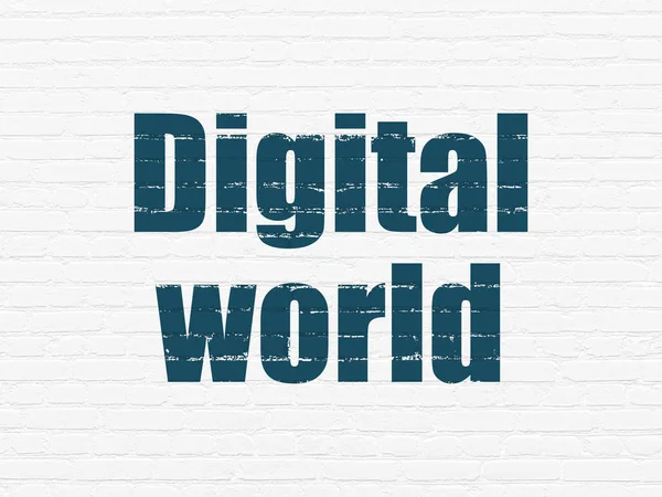 Koncept dat: digitální svět na zeď na pozadí — Stock fotografie