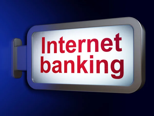 Концепция денег: Интернет-банкинг на фоне рекламного щита — стоковое фото
